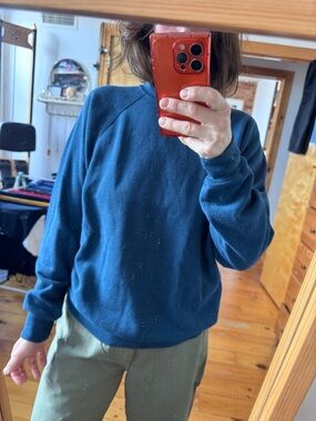 VTG 80's Sweatshirt Men Med Navy Blue Boxy Grunge Skate Inside Out Tultex 50/50